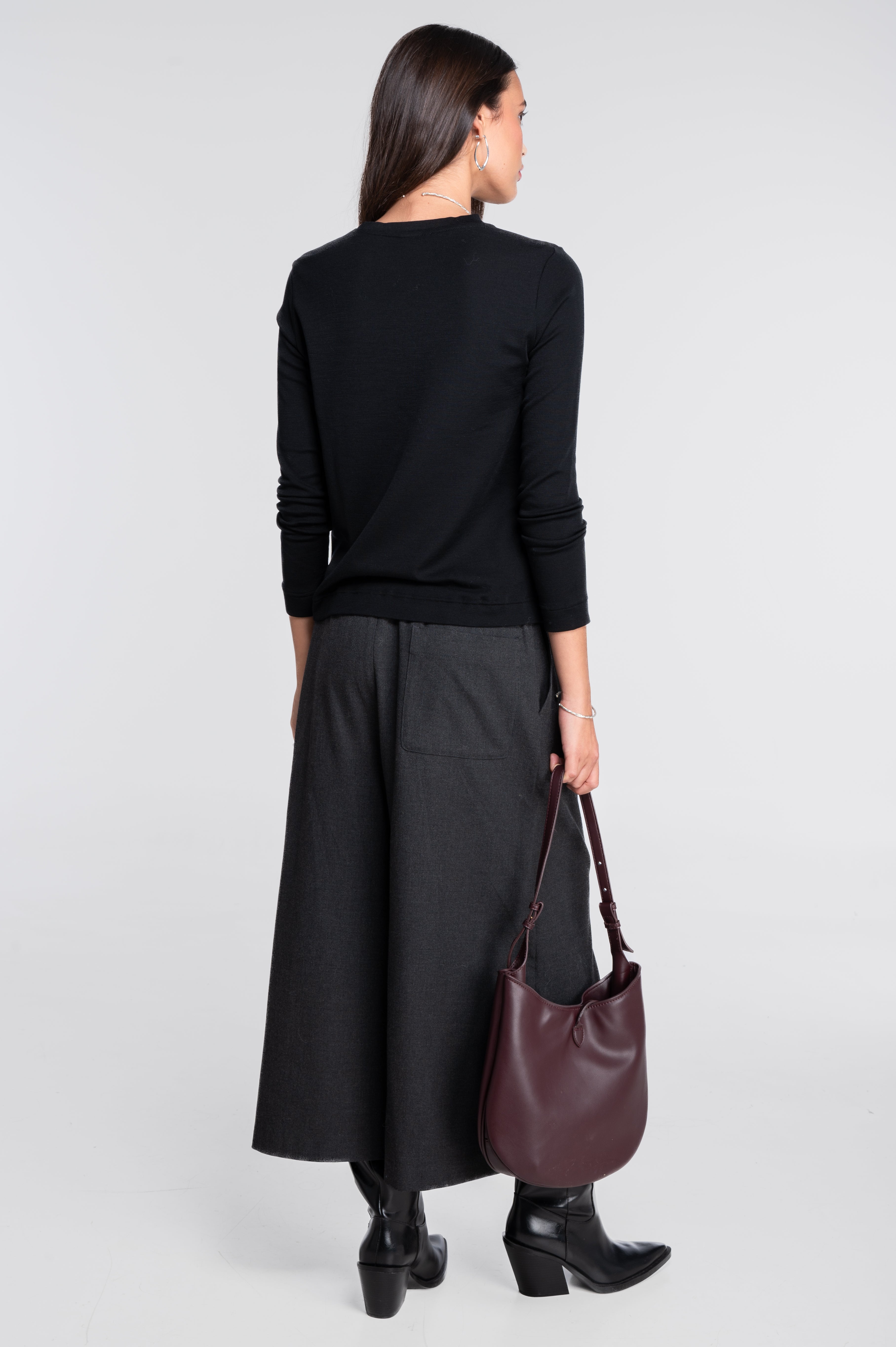 Wool and silk long sleeves roundneck shirt 7637