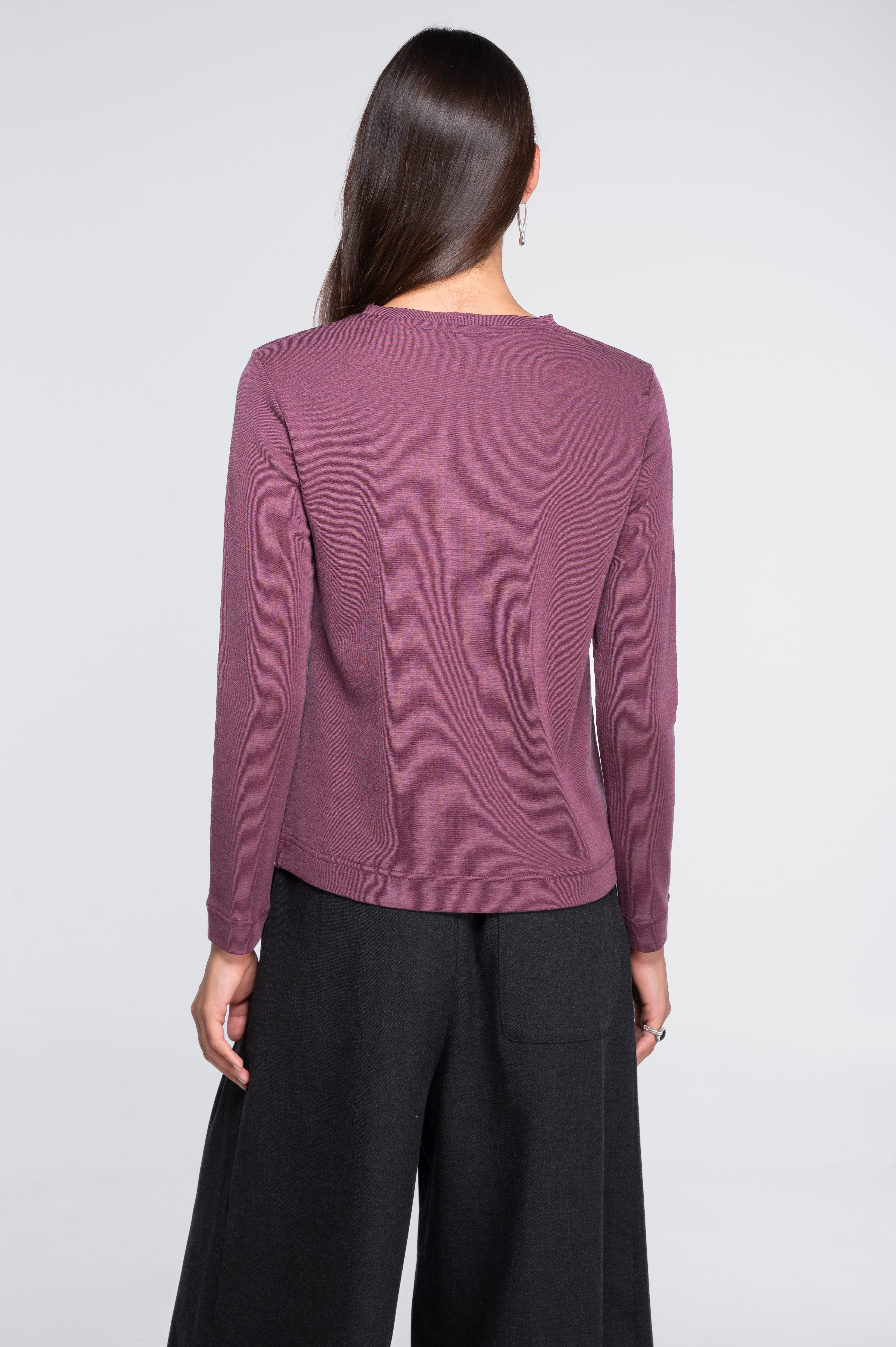 Wool and silk long sleeves roundneck shirt 7637