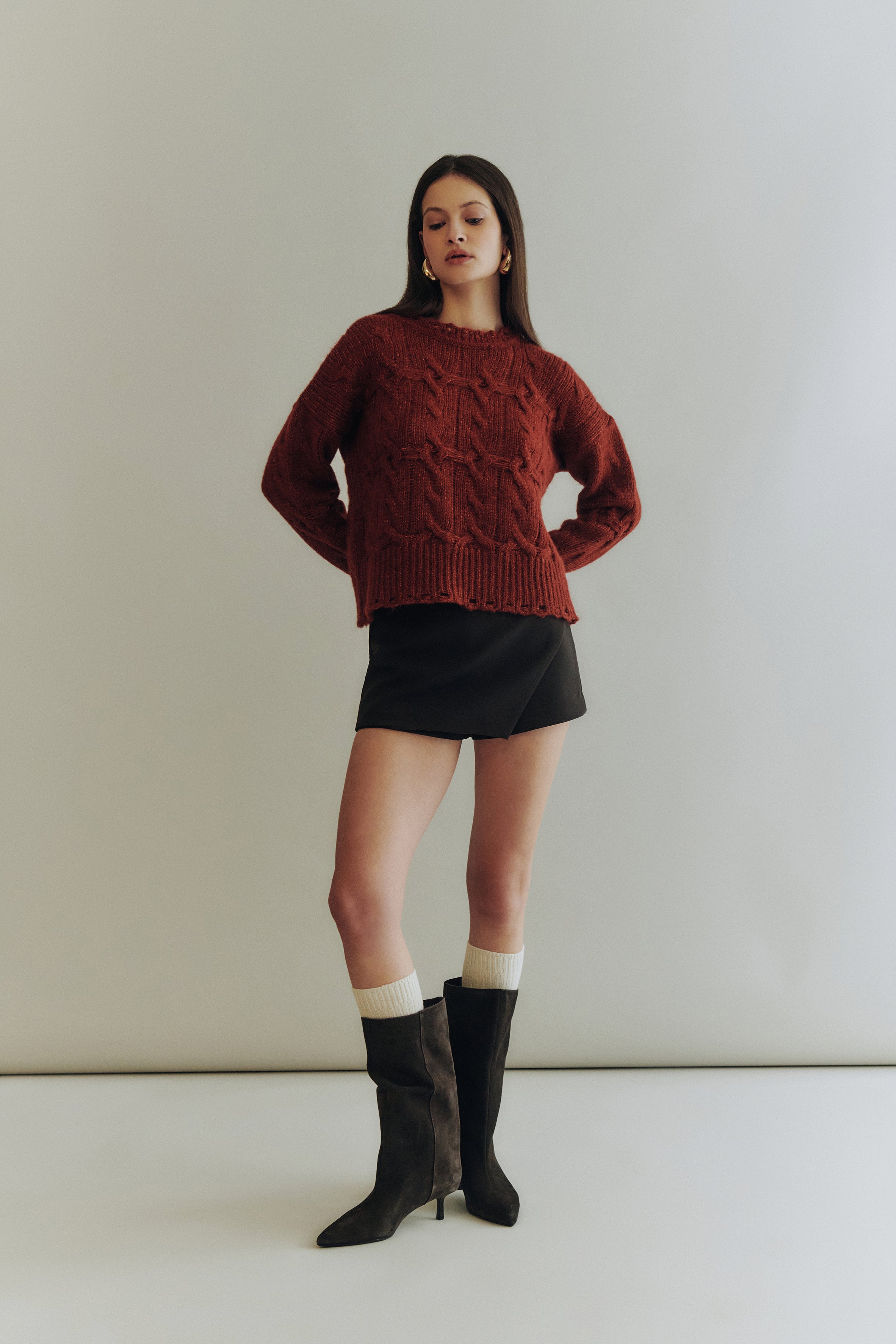Roundneck pullover in alpaca blend with lurex 7661