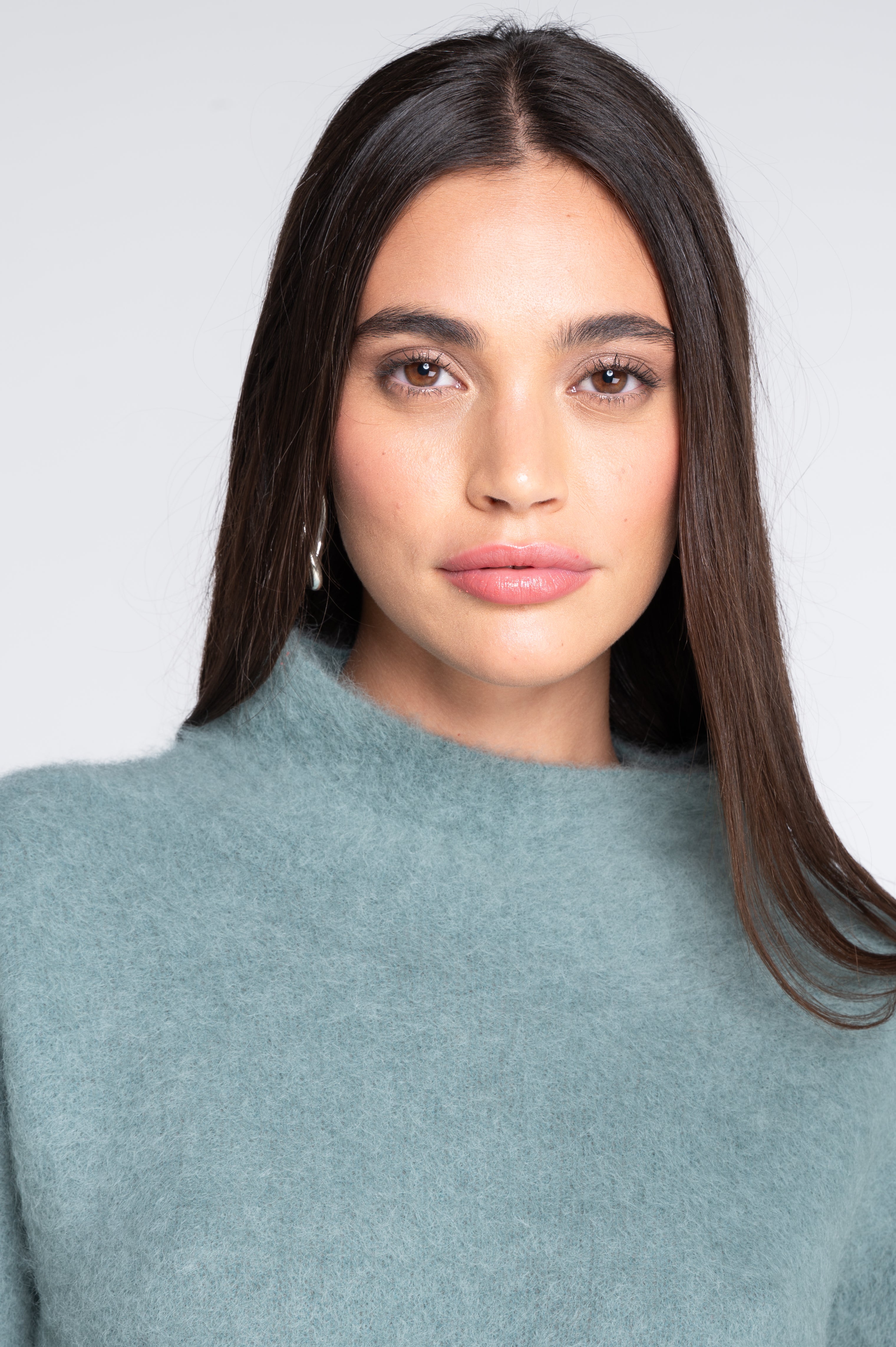 Mock neck pullover in alpaca blend 7666