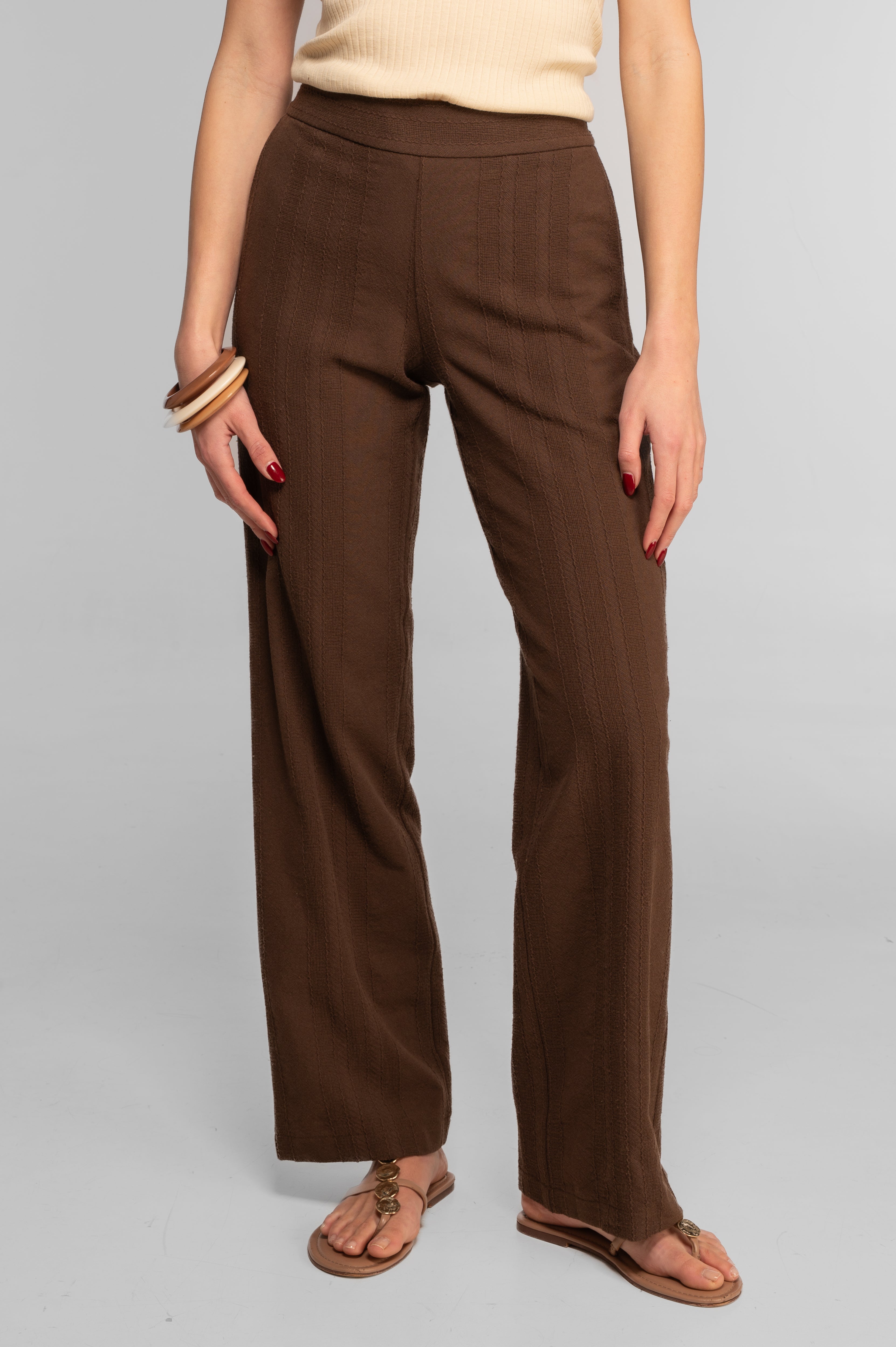Cotton jacquard wide-leg trousers 7733X