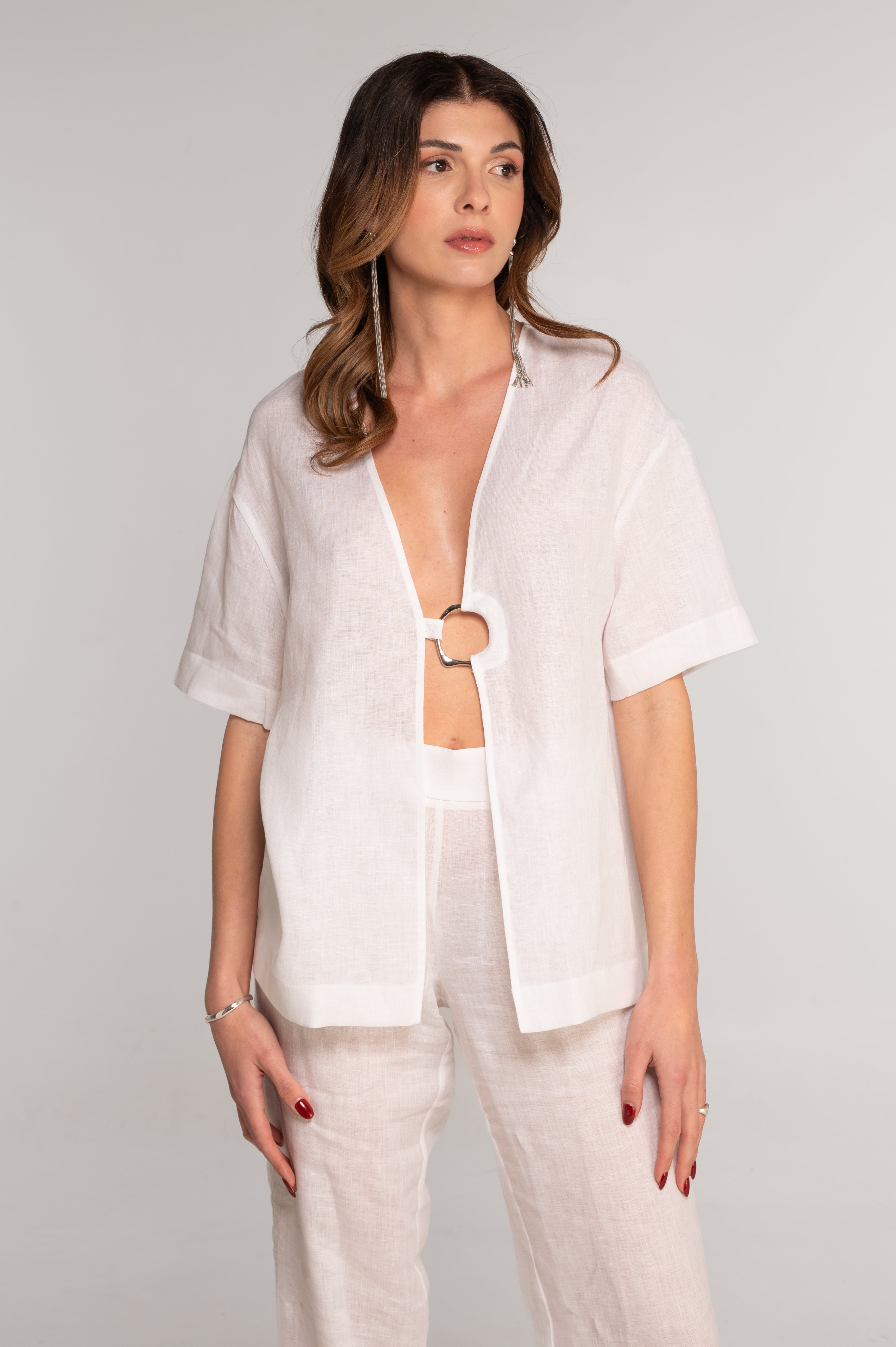 Linen kimono-style jacket 7742