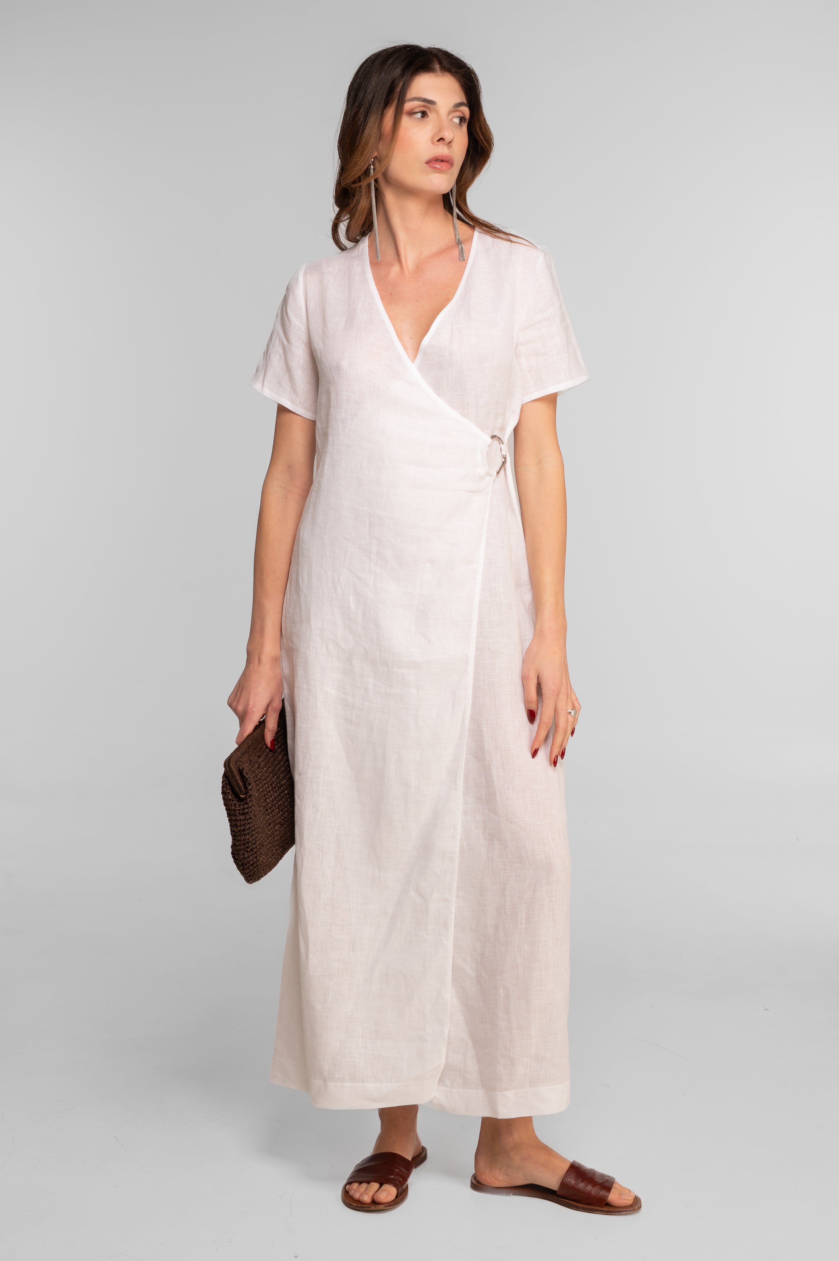 Linen wrap dress 7744