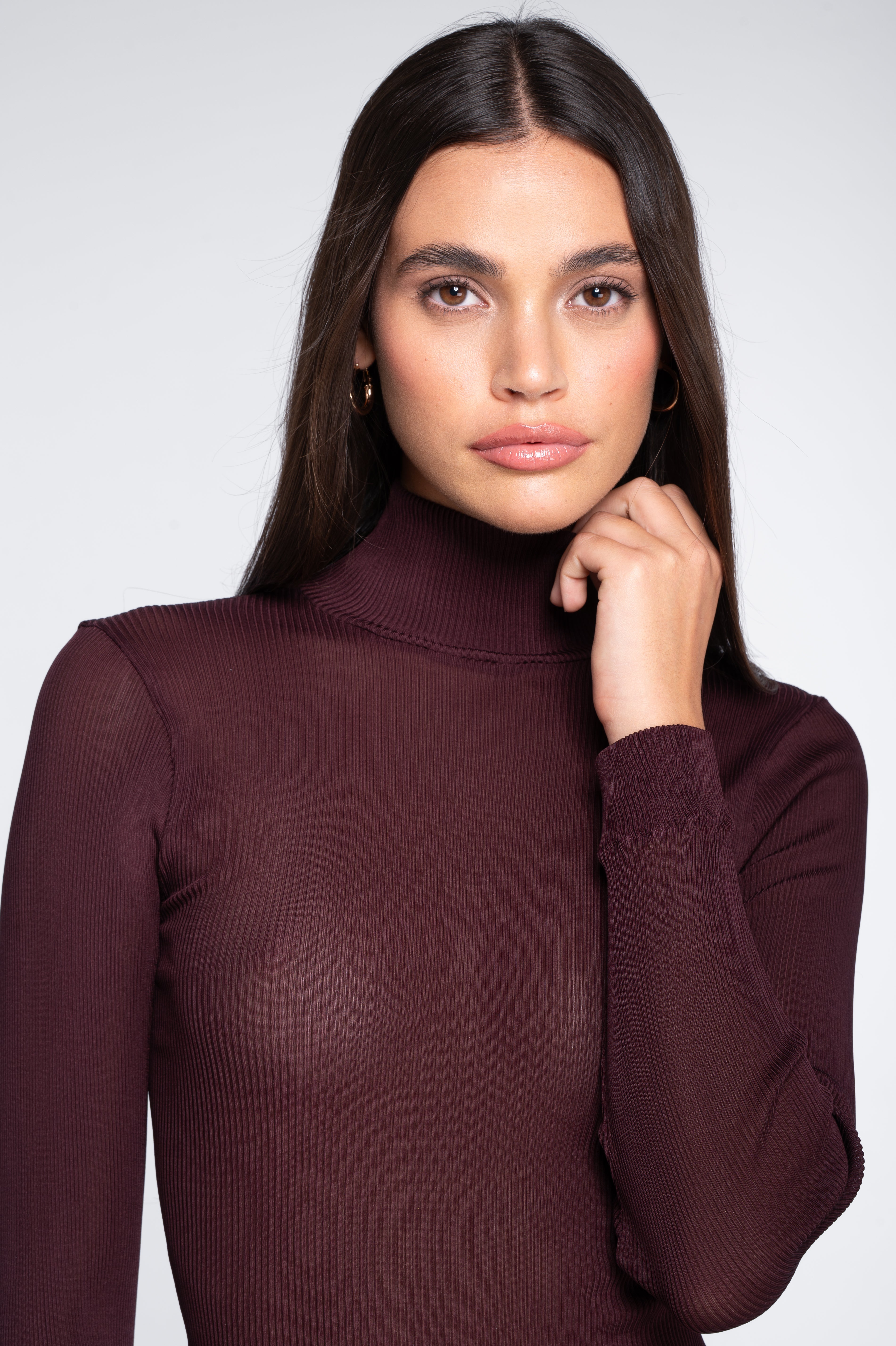 Pure silk mock neck shirt 9469