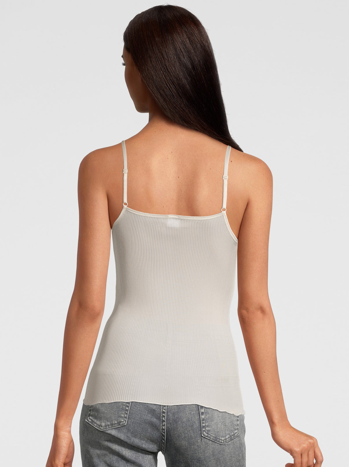Back white V neck top in pure silk