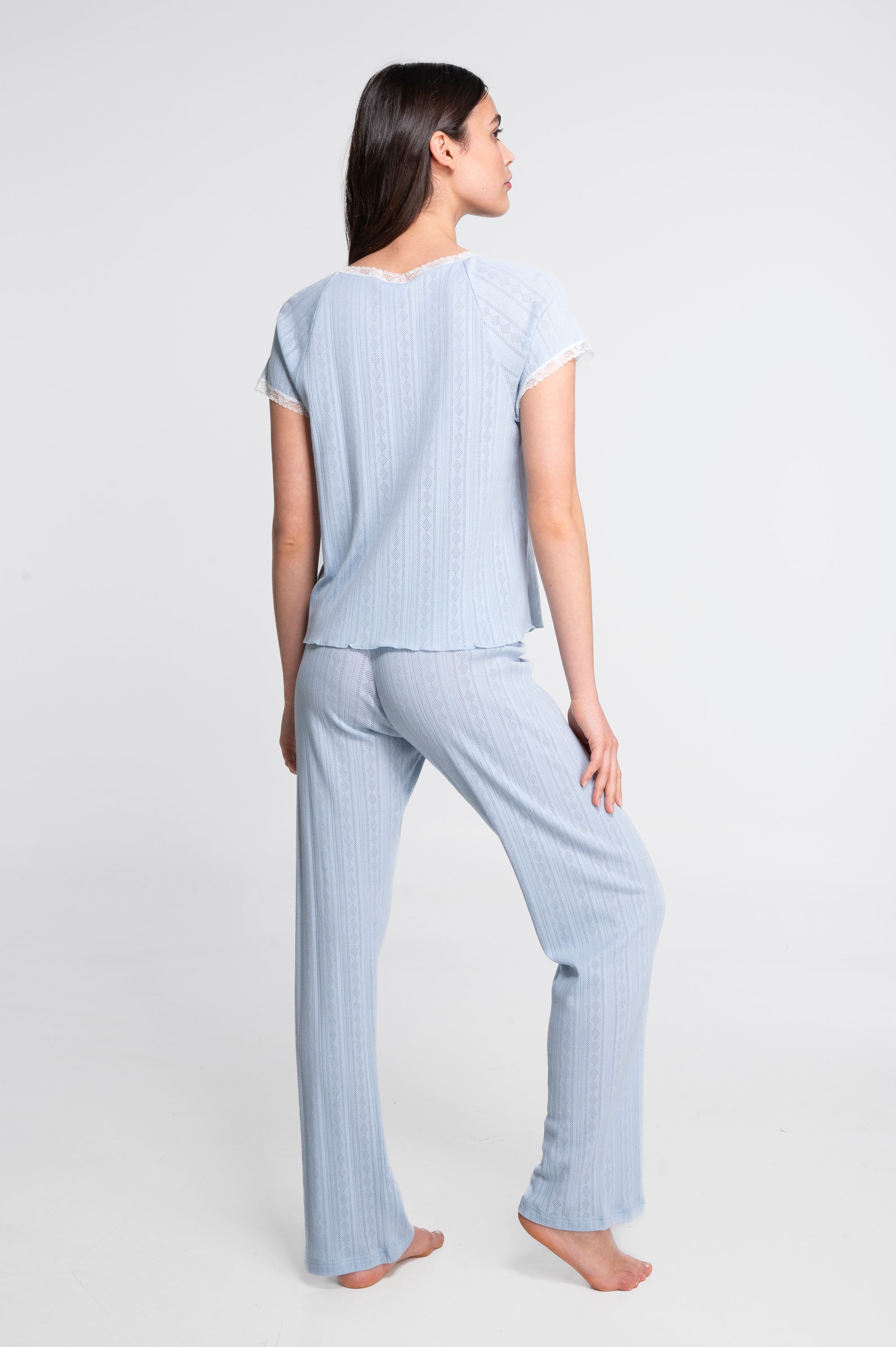 Straight-leg pants in ajourè cotton 7549