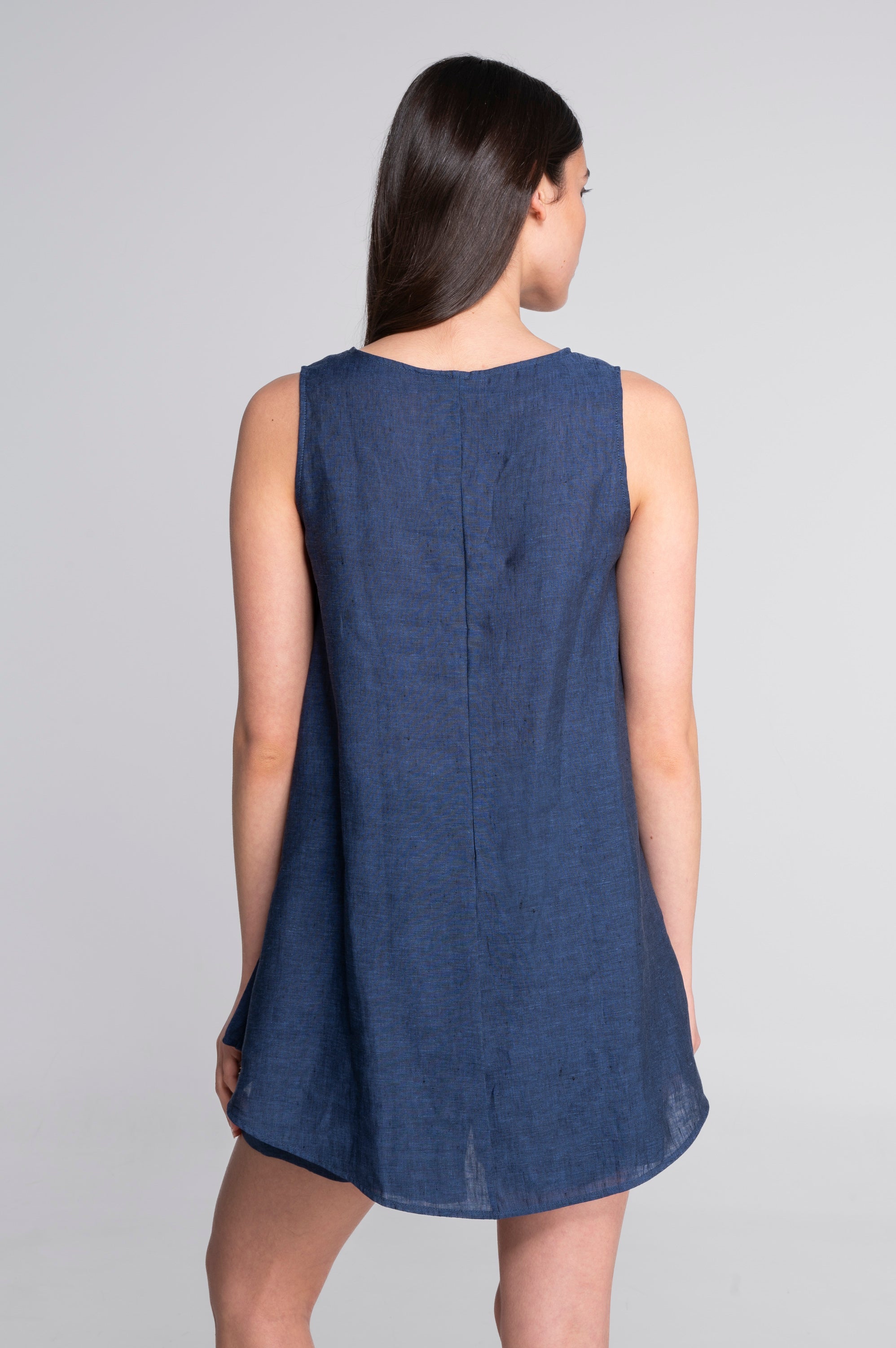 Sleeveless linen blouse with ethnic embroidery 7530