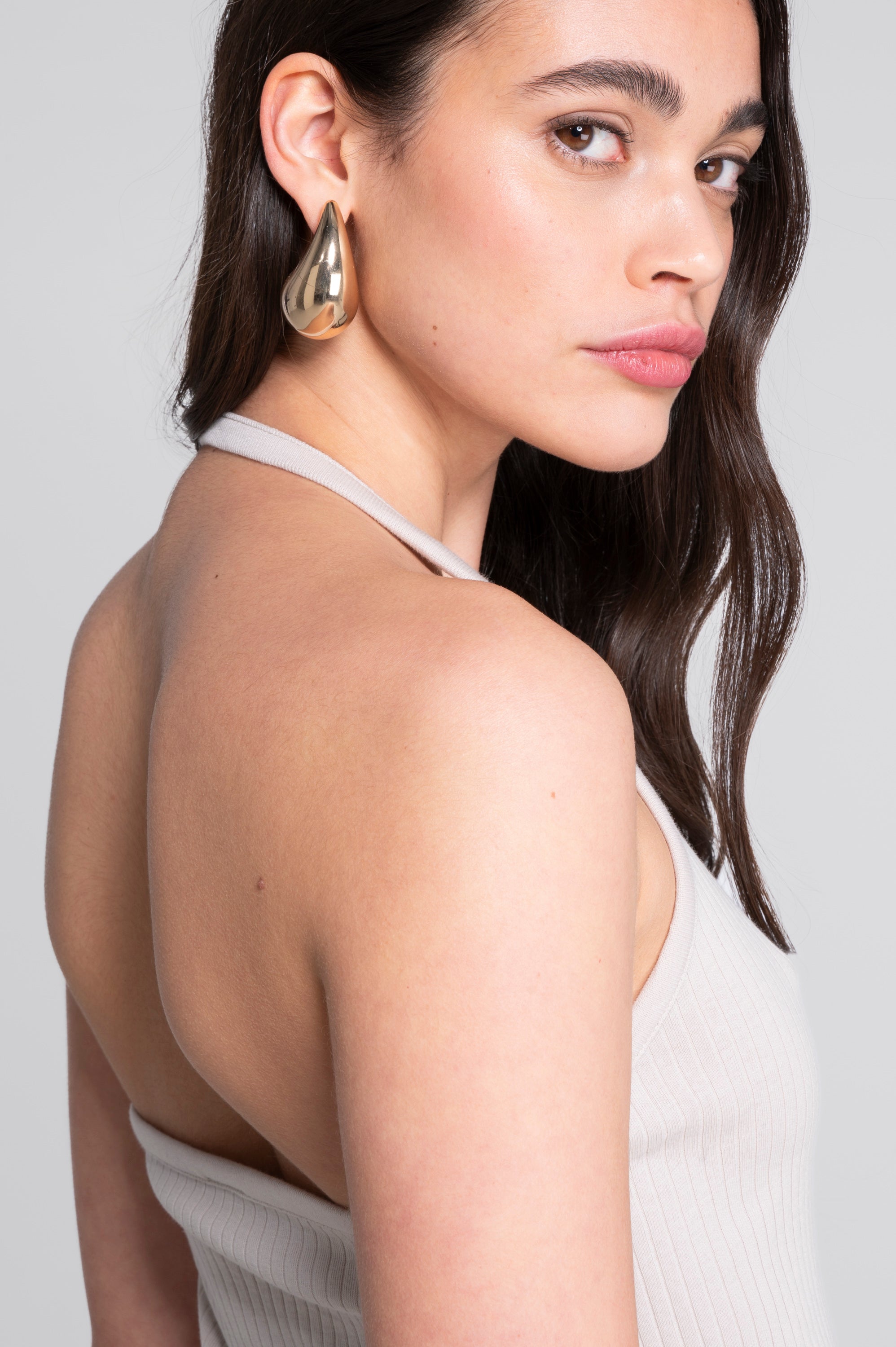 Cotton halter V neck top 7560