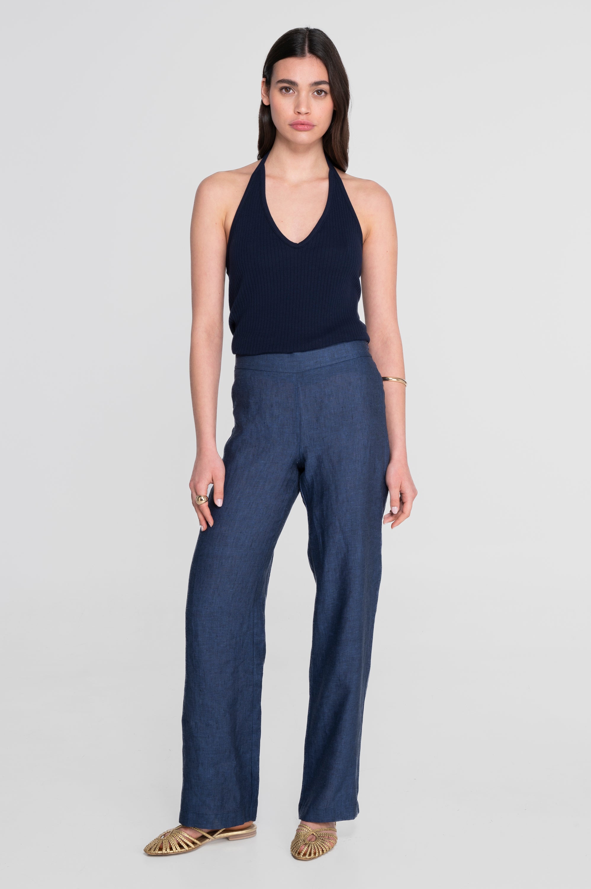 Wide-leg linen trousers 7536L