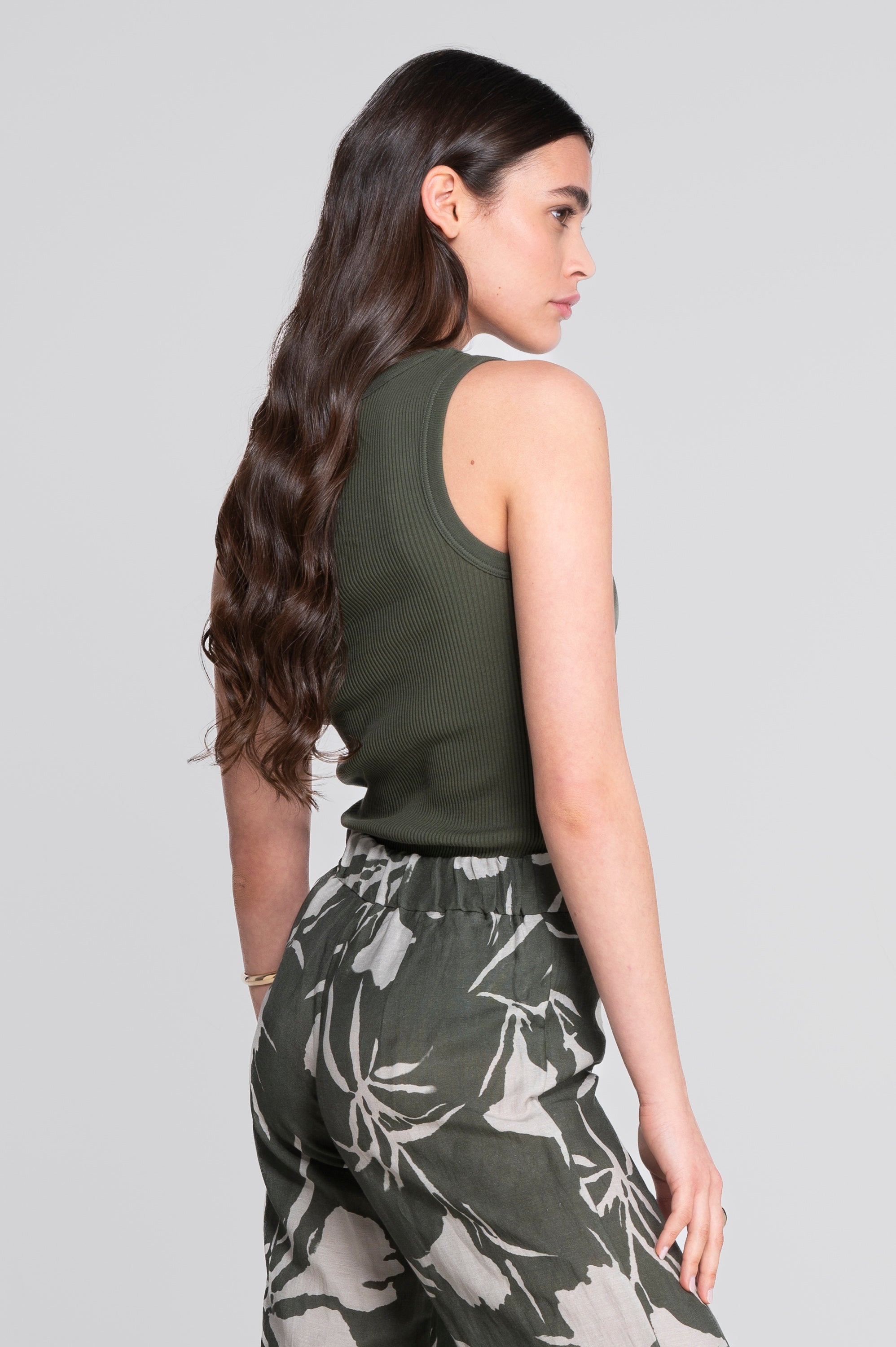 Wide-leg printed linen-viscose trousers 7536VL