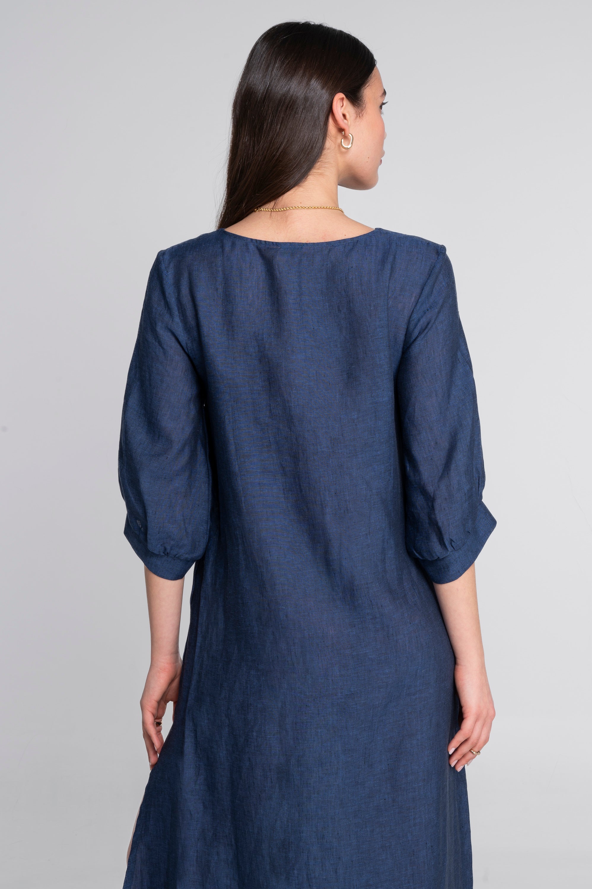 Kaftan-style linen dress 7555L