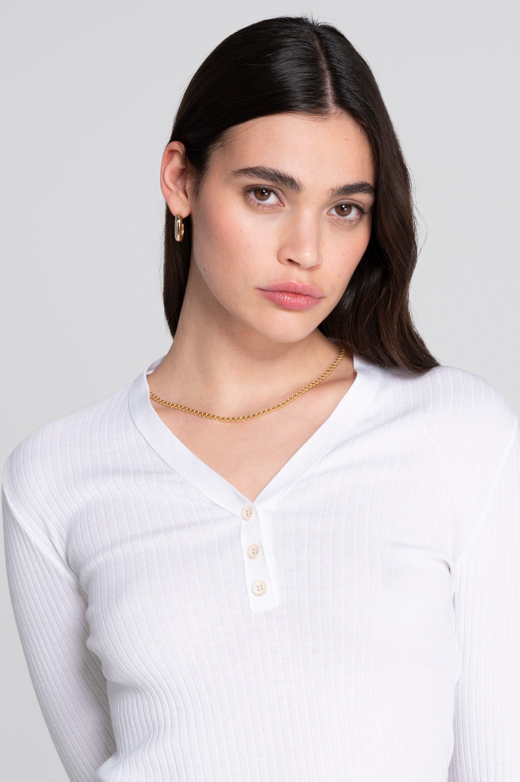 Cotton long sleeves henley shirt 7565