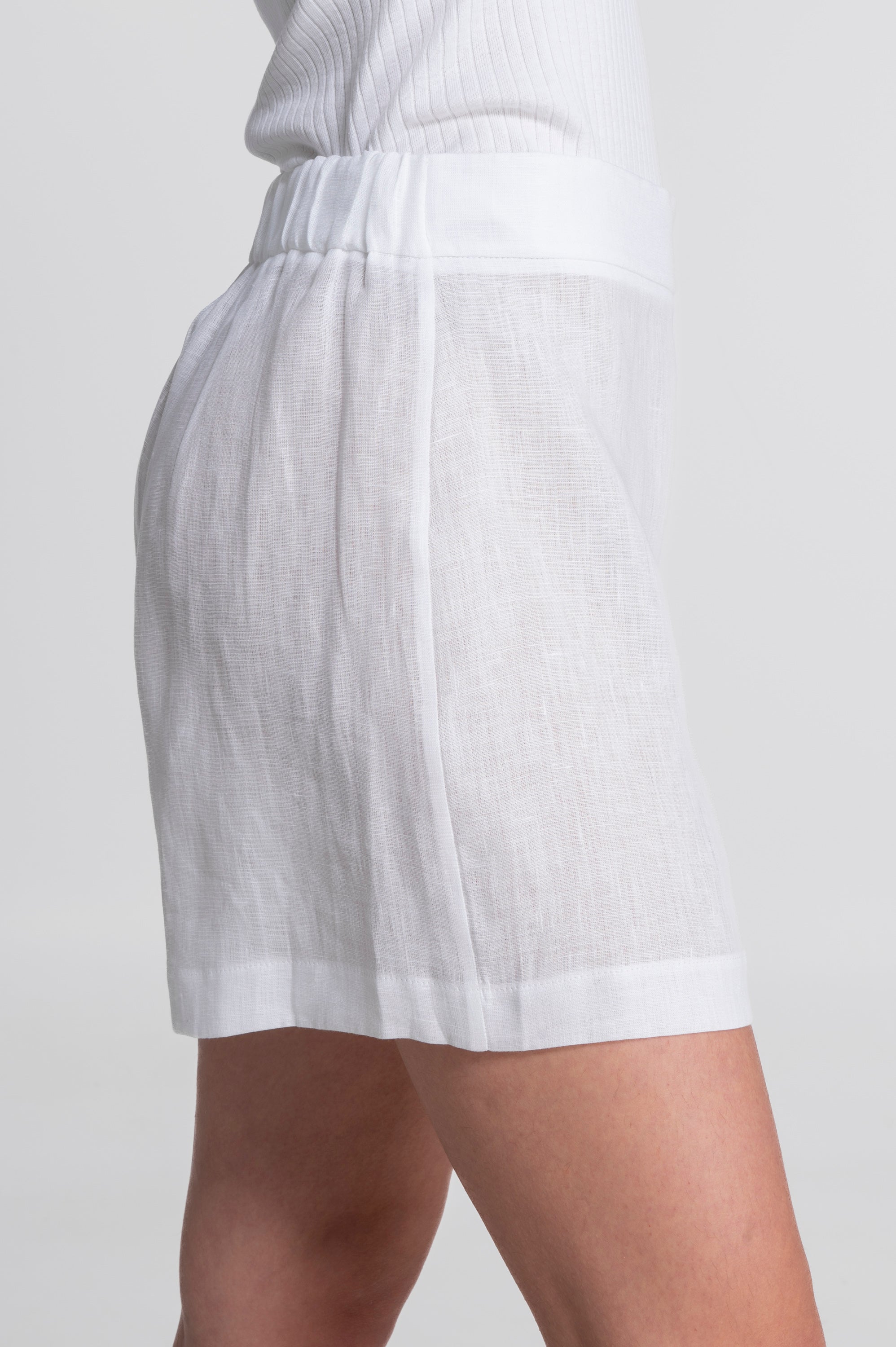 Flared linen shorts 7537L