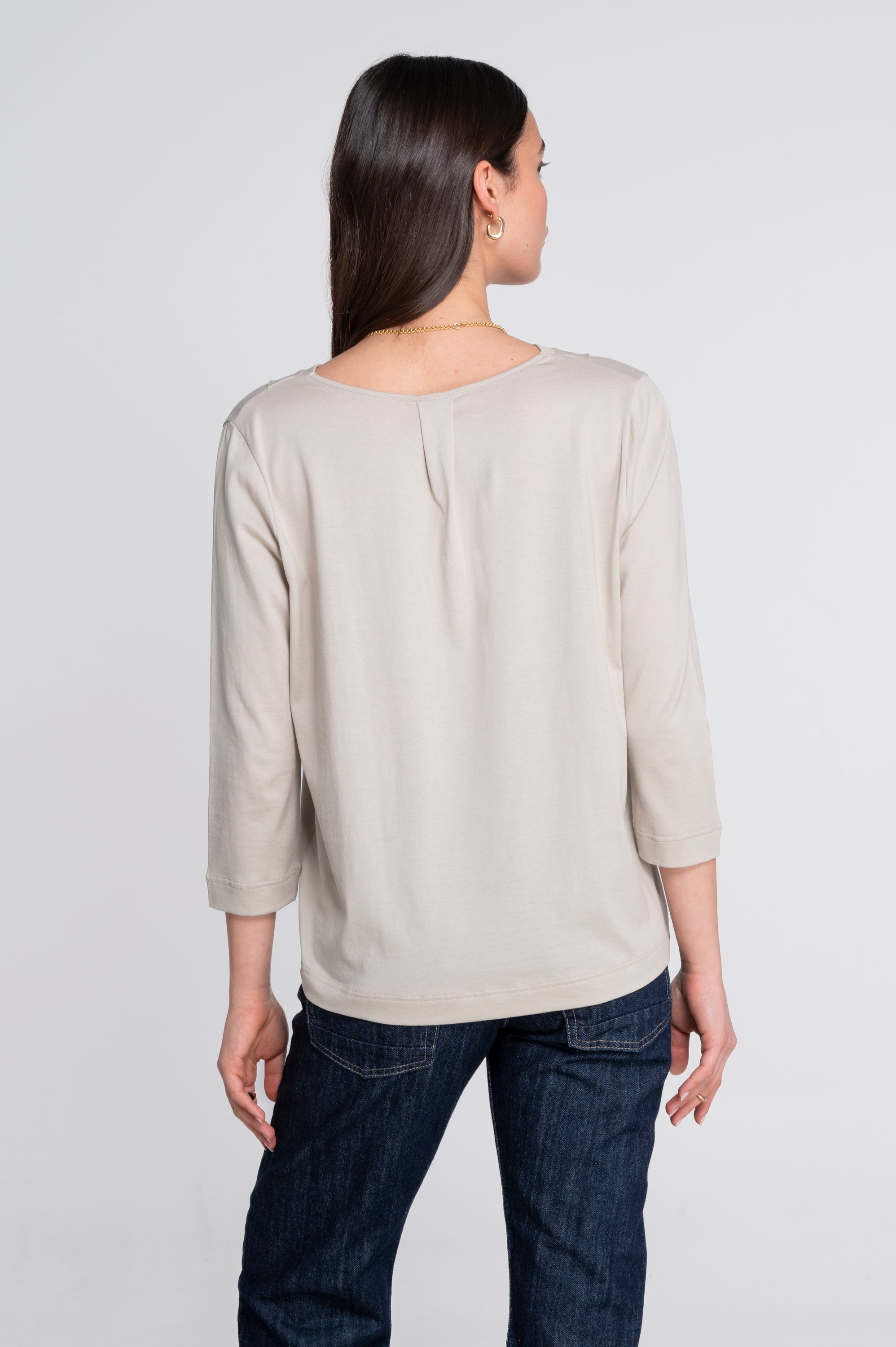 V neck flared shirt in jersey cotton 408