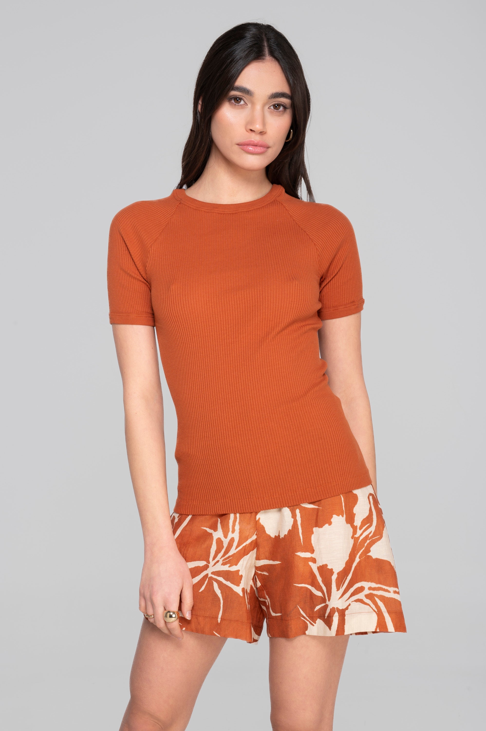 Cotton round neck T-shirt 7163