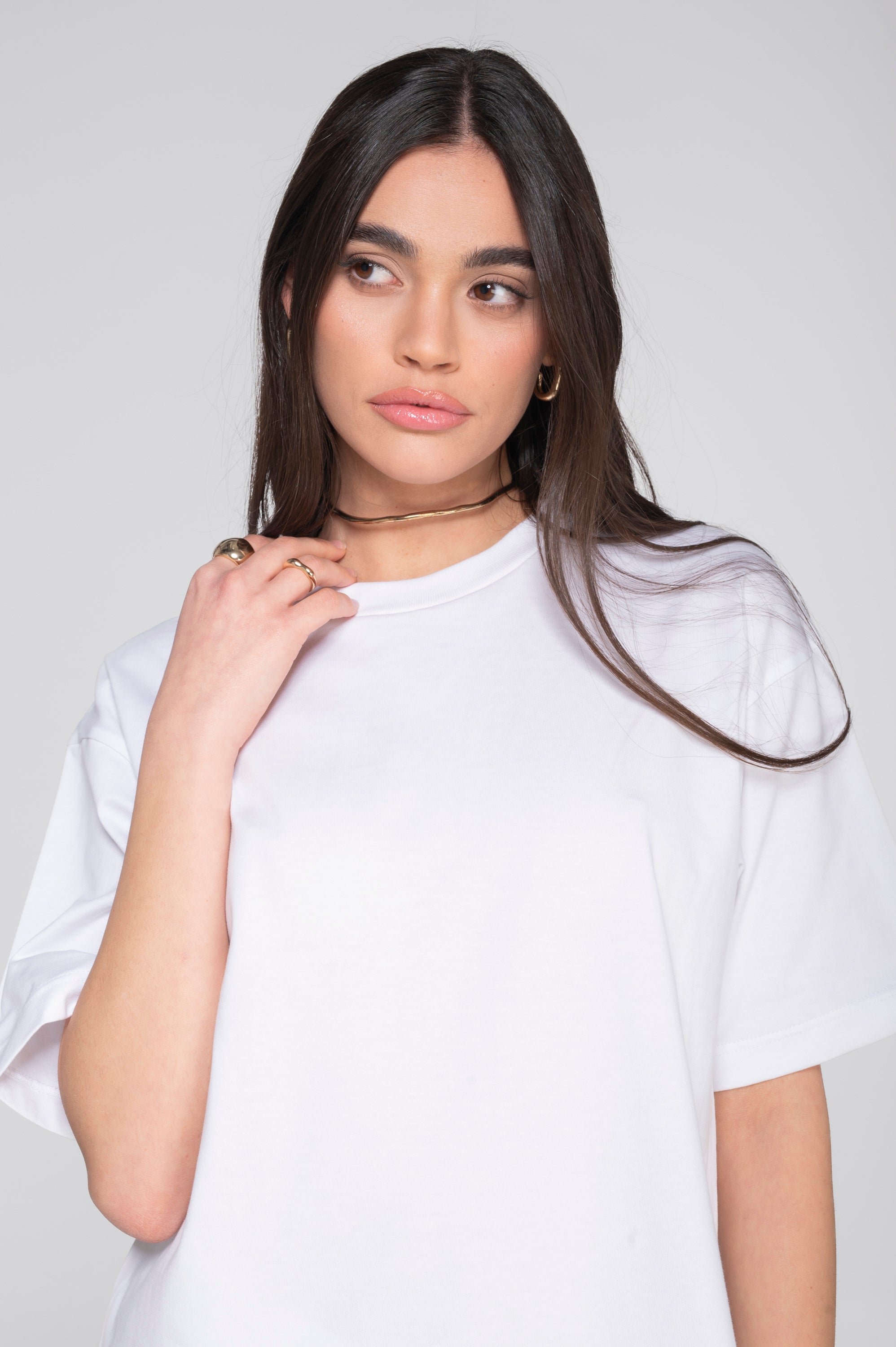 Round neck T-shirt in heavyweight jersey cotton 7571