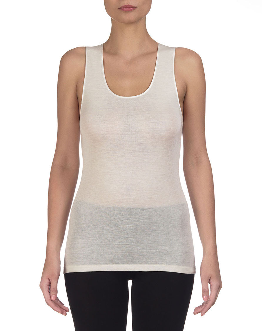 Tank top white in pure merino wool
