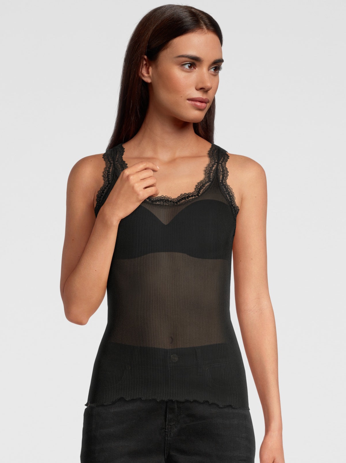 Black Dentelle de Calais® Tank top